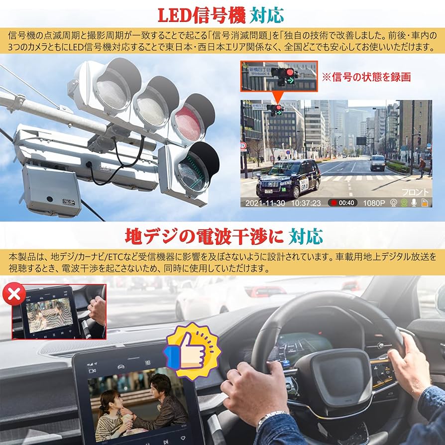 Amazon.co.jp: URVOLAX ドライブレコーダー 3カメラ 前後カメラ